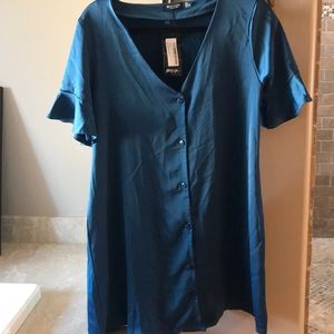Nasty Gal teal button front dress